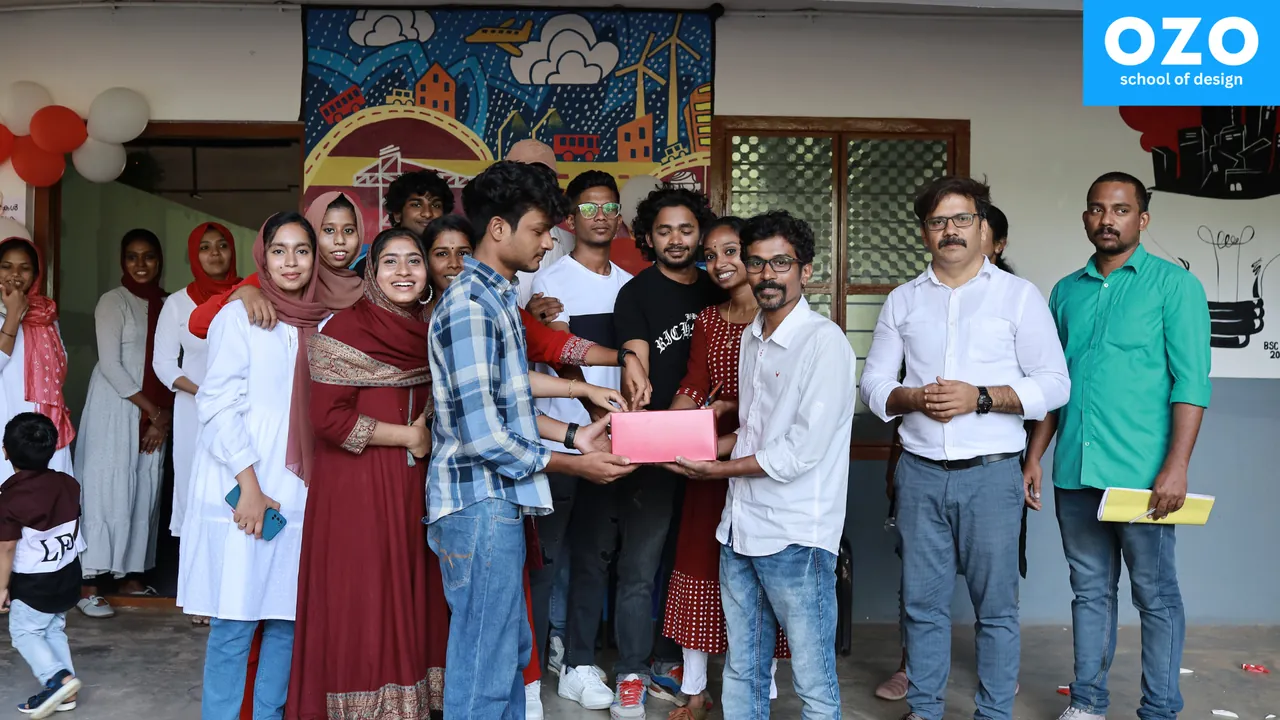 Students and faculty celebrating Christmas on campus
