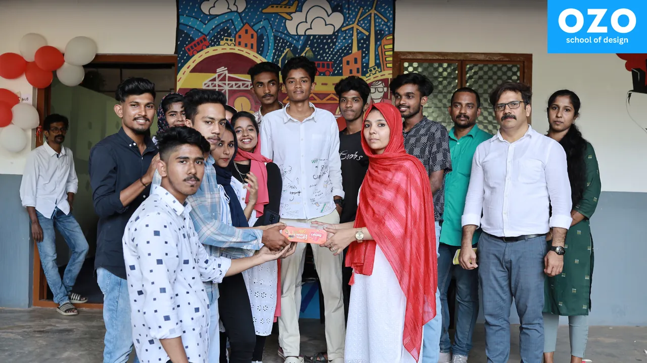 Students and faculty celebrating Christmas on campus