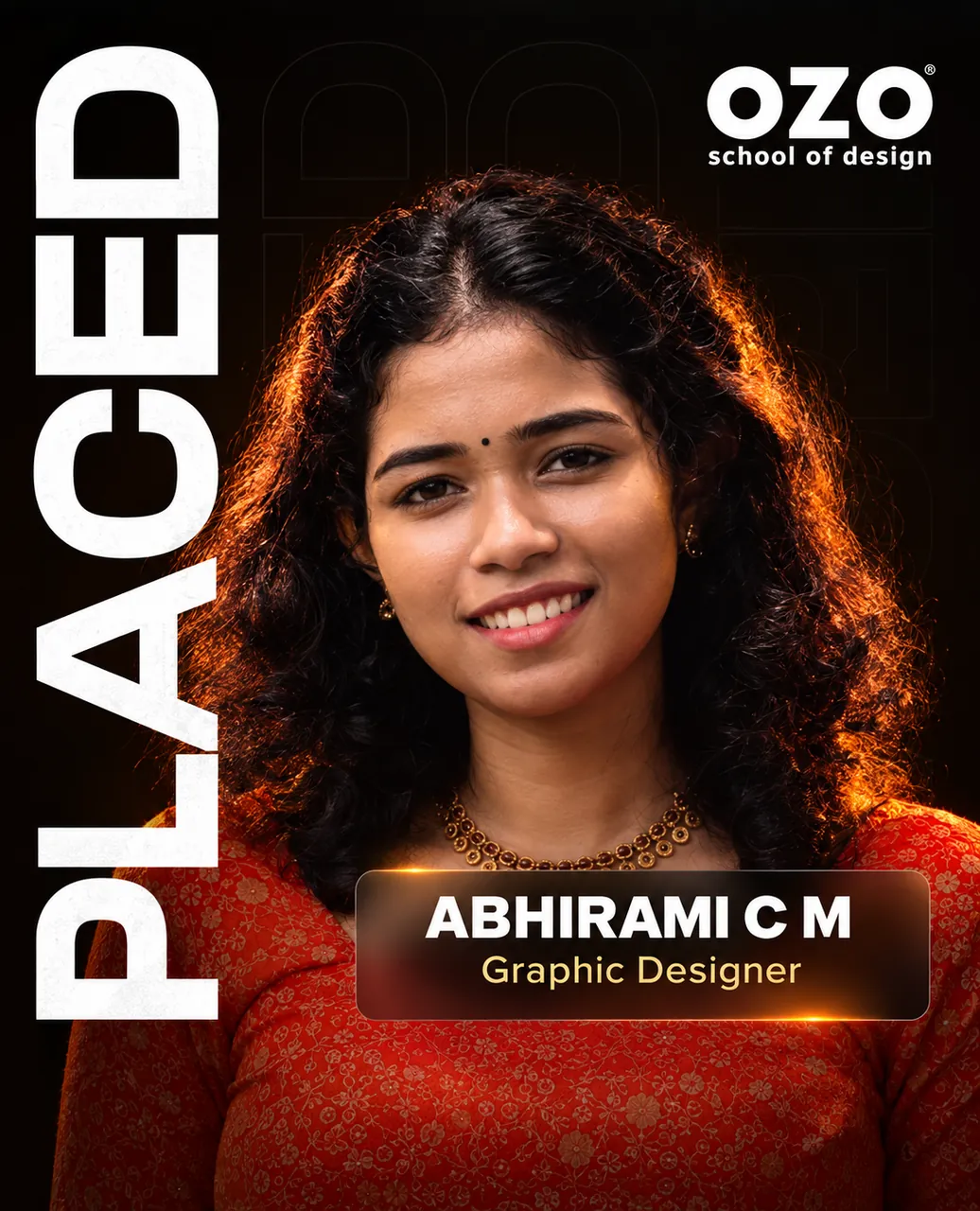 Abhirami C M, placed as a Graphic Designer