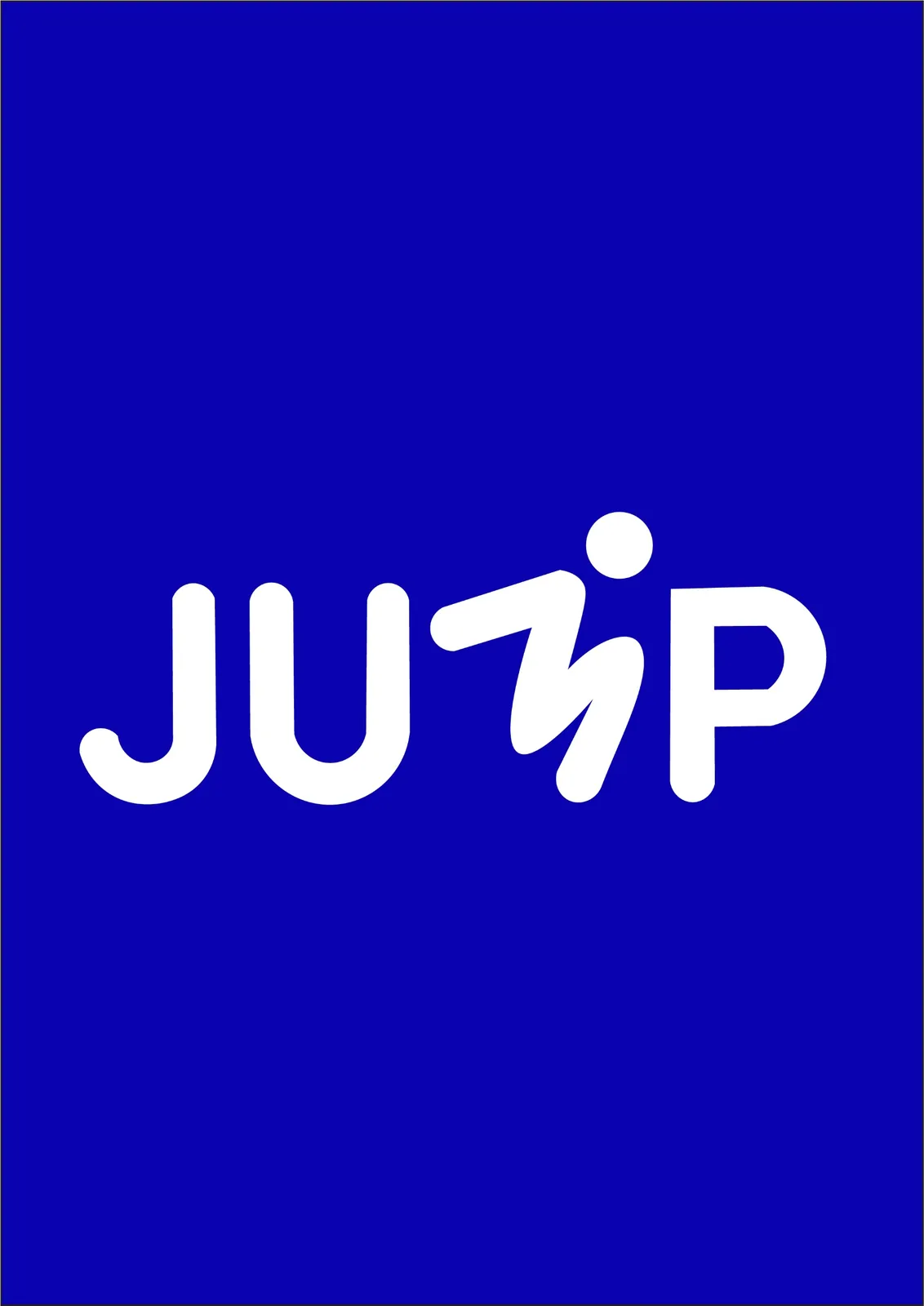 JUMP logo design in white on blue