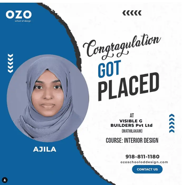 After completing the Interior Designer course, got job