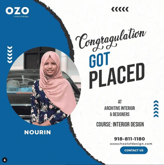 Placed after completing Interior Designing Course in Kochi