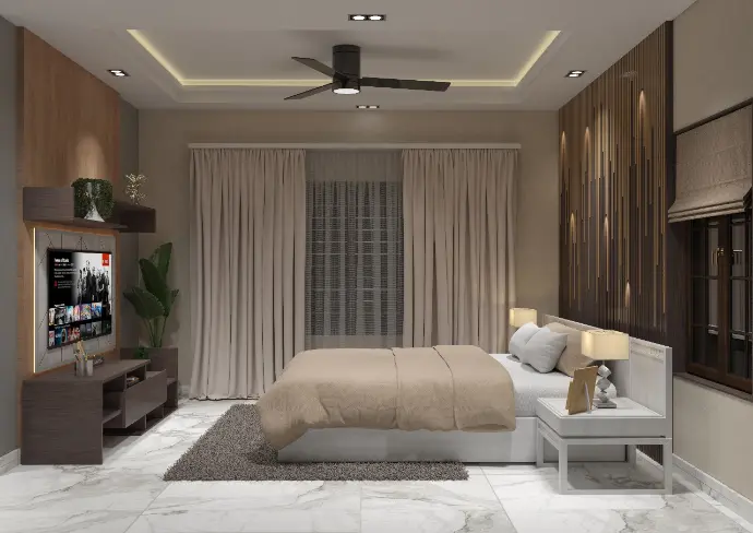 A student's inteior designing work of modern bedroom