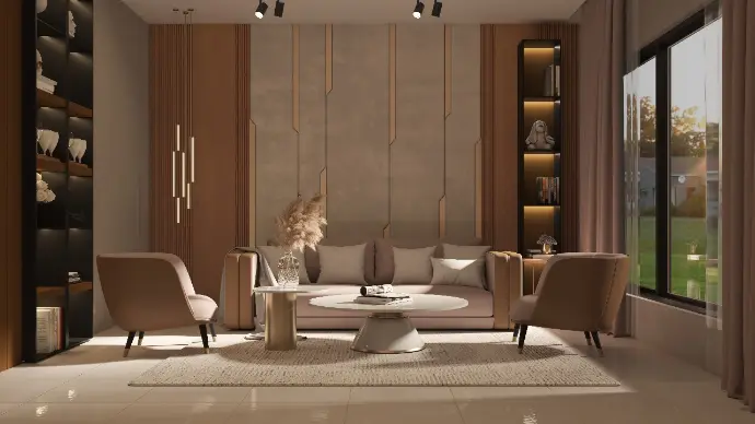 Interior designing course student's work of modern visitor's room