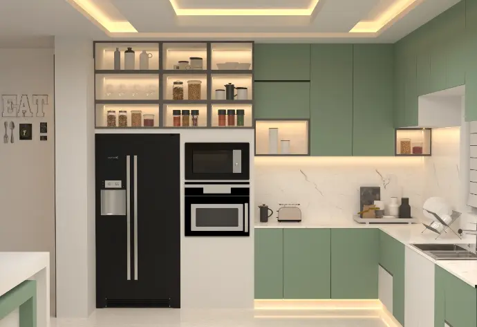 A modern kitchen designed by interior designing course student