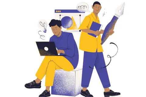 Graphic Designer with laptop